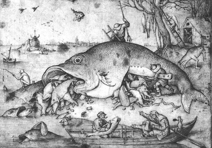 Big Fishes Eat Little Fishes painting - Pieter the Elder Bruegel Big Fishes Eat Little Fishes art painting